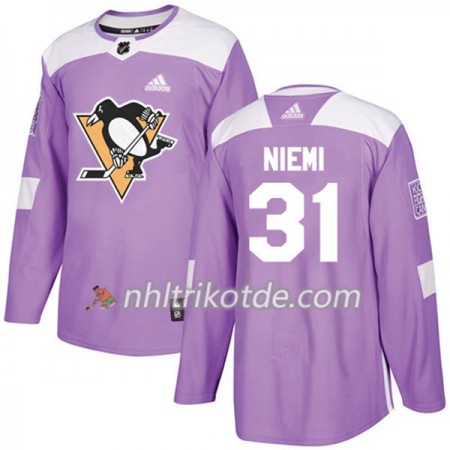 Pittsburgh Penguins Trikot Antti Niemi 31 Adidas 2017-2018 Lila Fights Cancer Practice Authentic - Herren